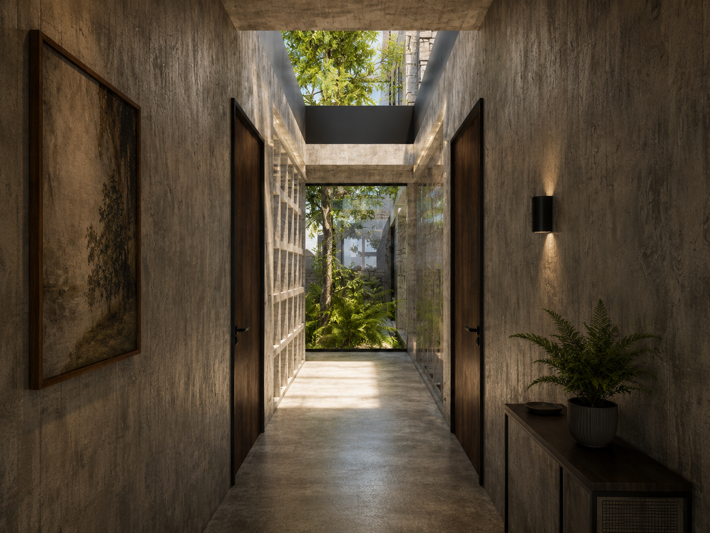 Pasillo · el jardín como remate