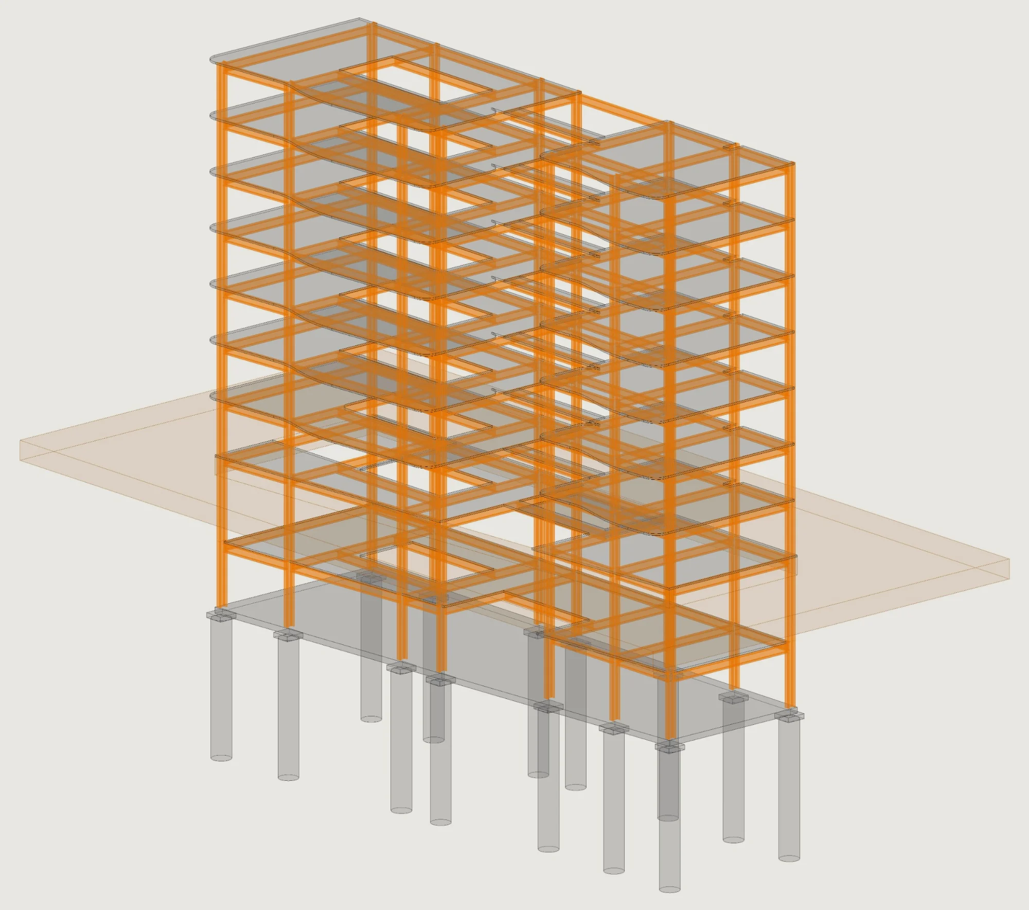 Axonométrico del sistema estructural · Granados 60