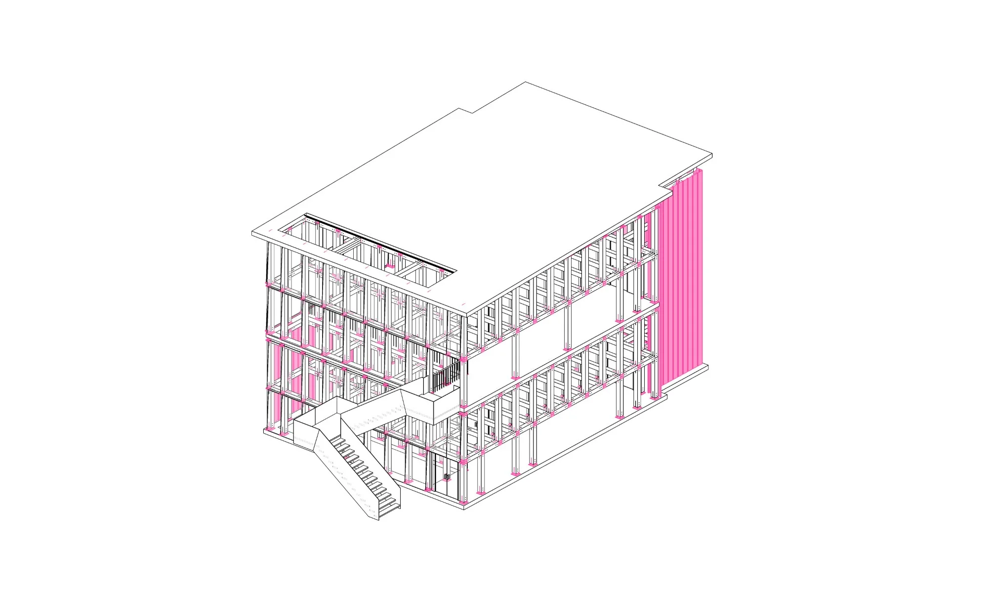 Isométrico estructural · Edificio Ámbar
