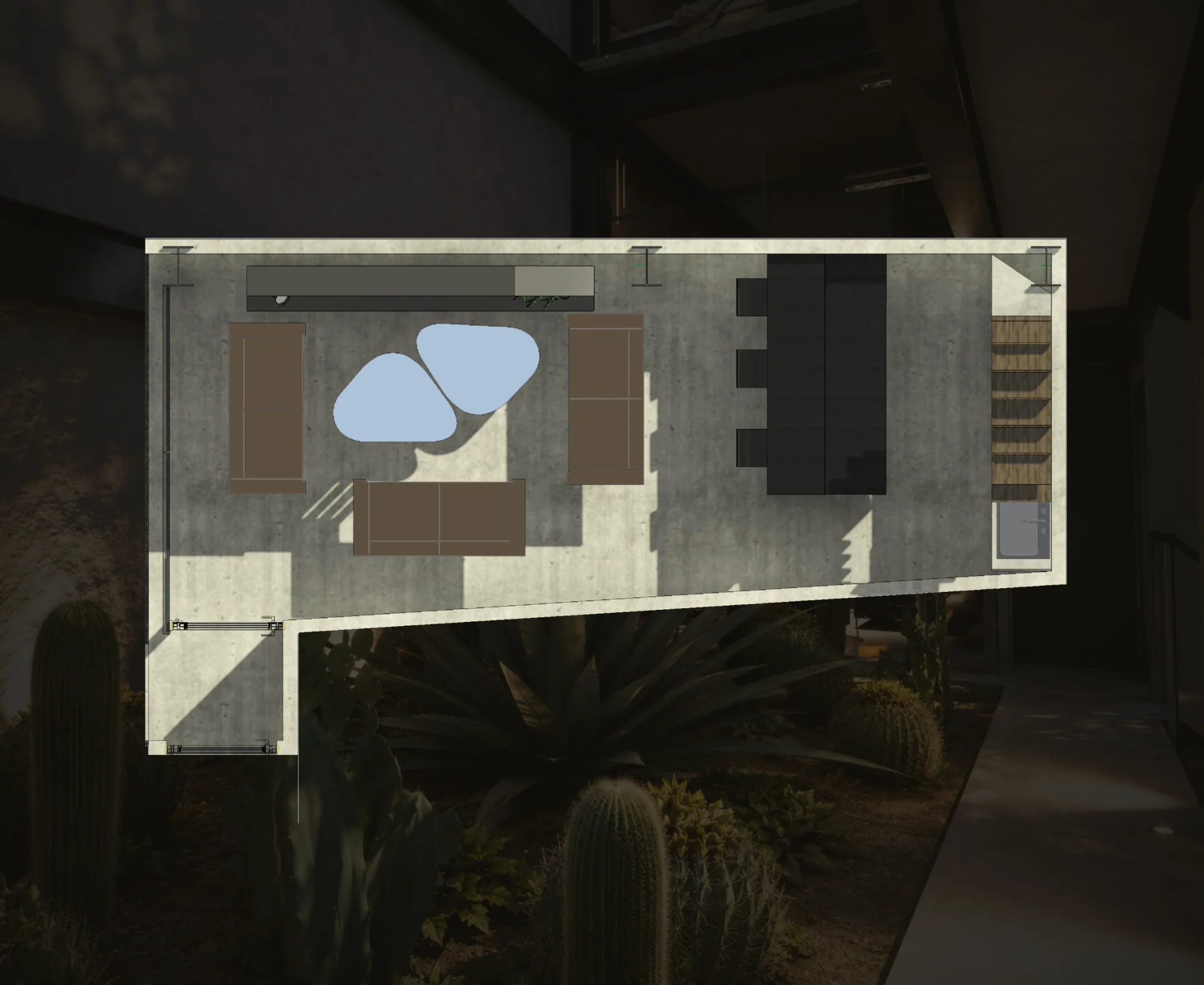 Meeting Lounge · planta sobre render