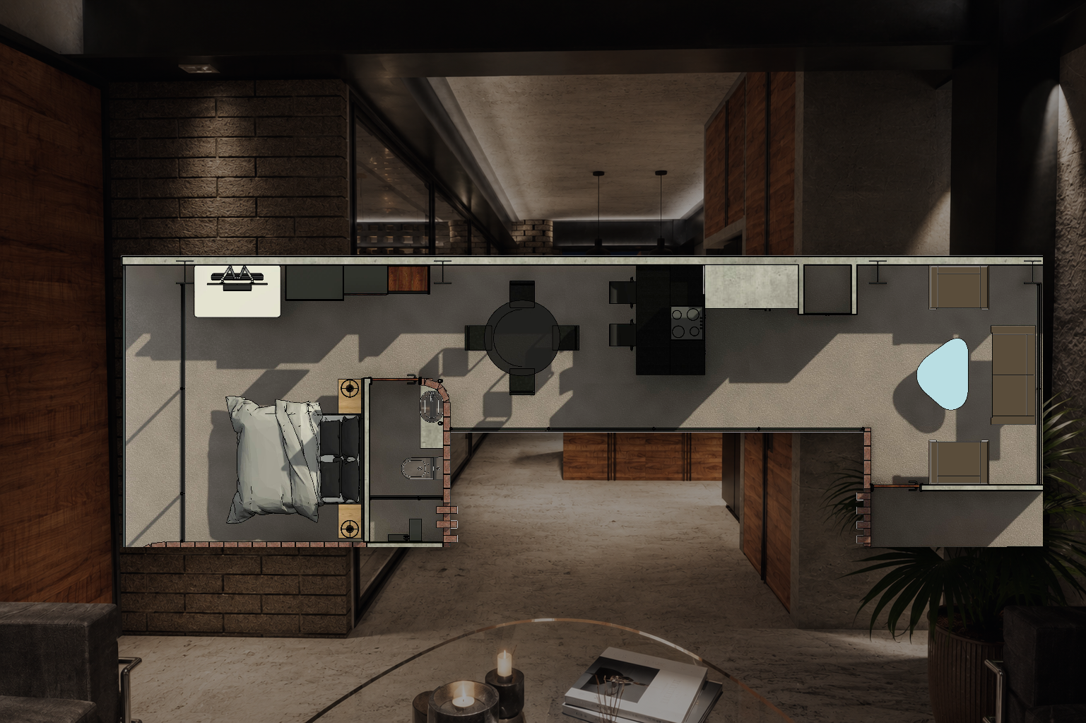 Tipología A · planta sobre render