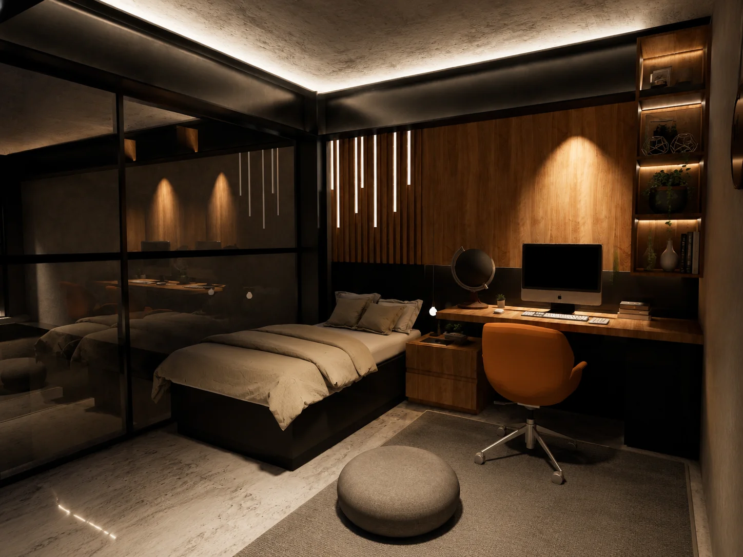 Recámara secundaria · estudio integrado