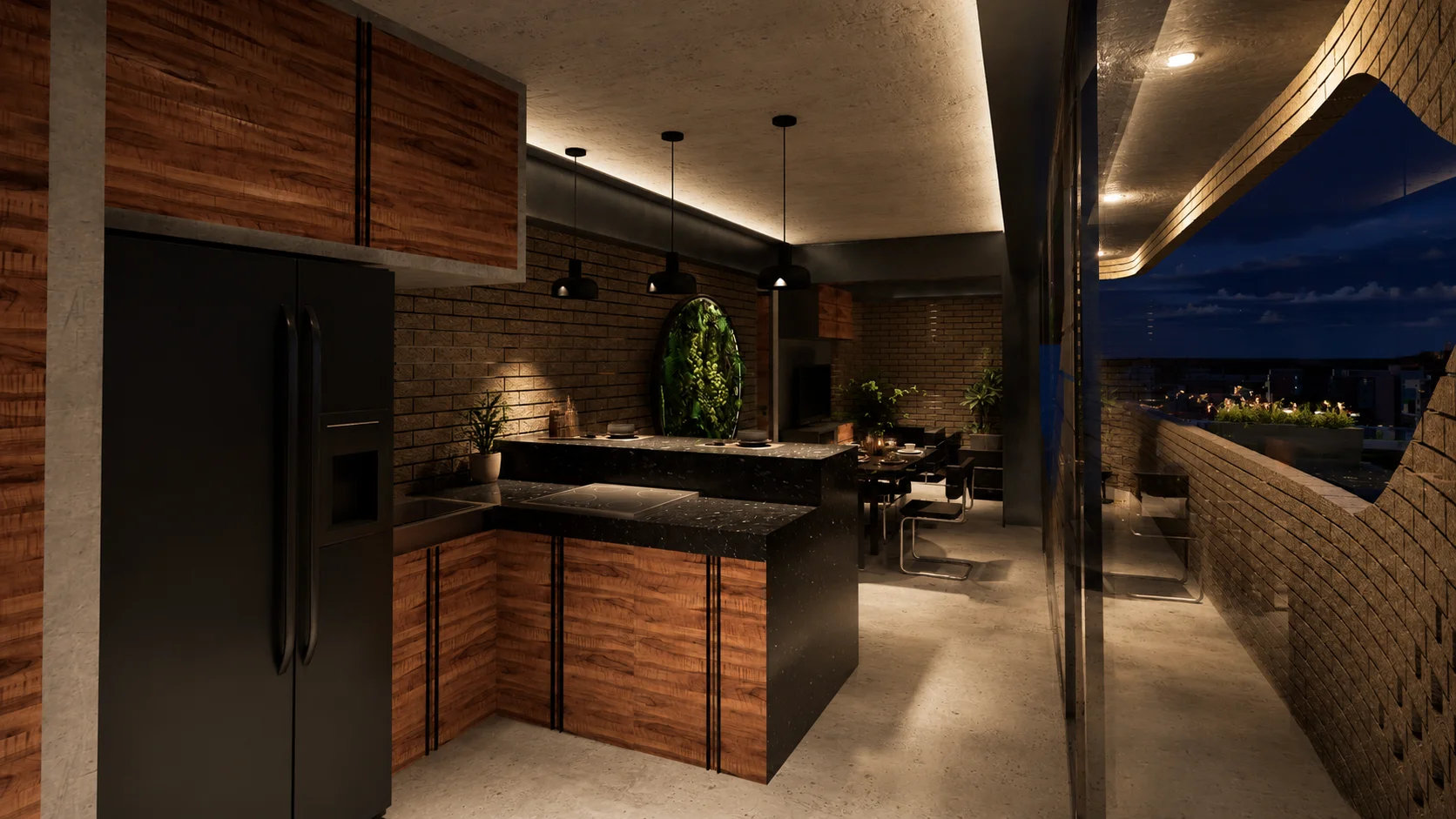 Cocina · vista al atardecer