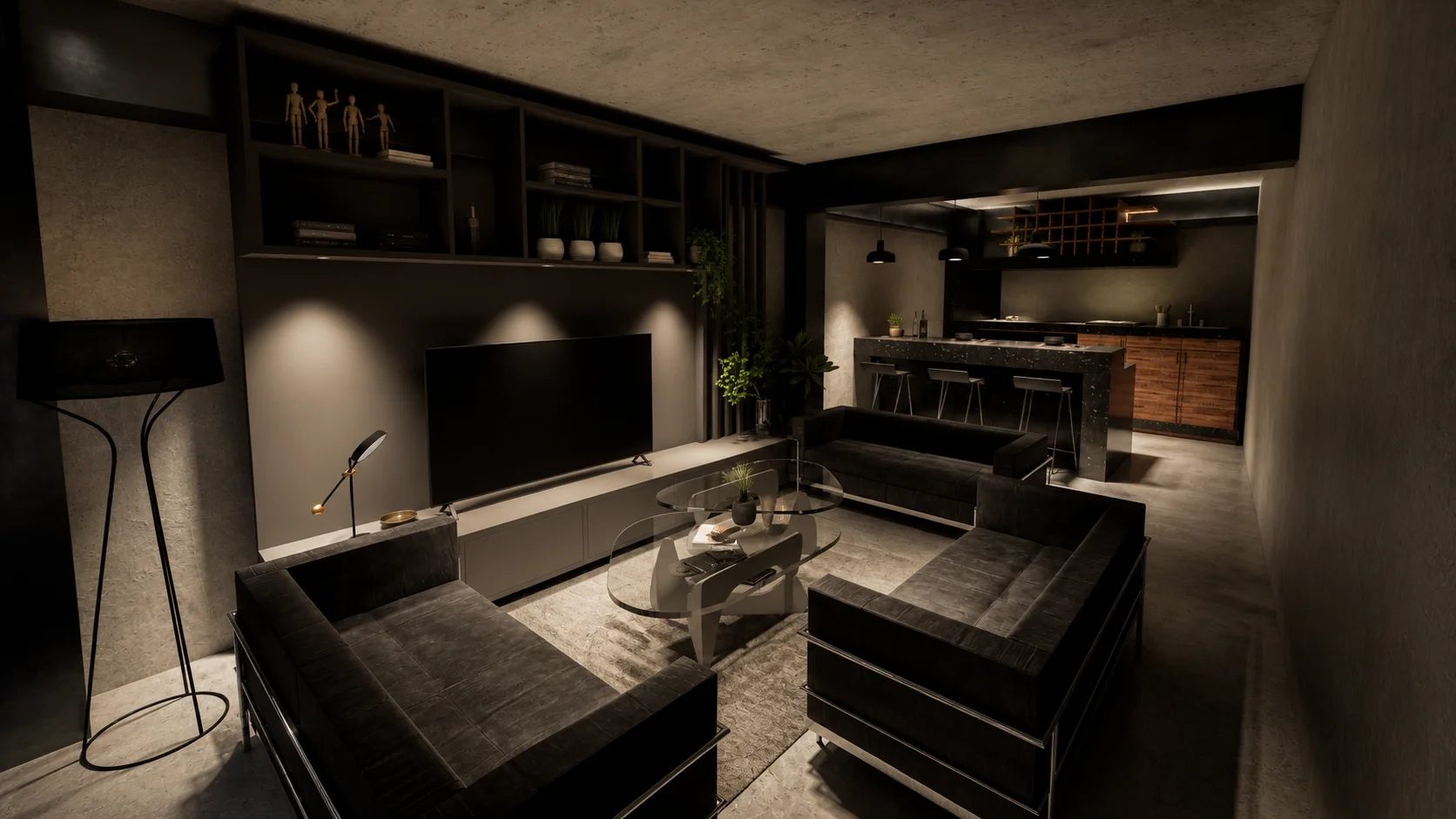 Sala de estar · vista nocturna