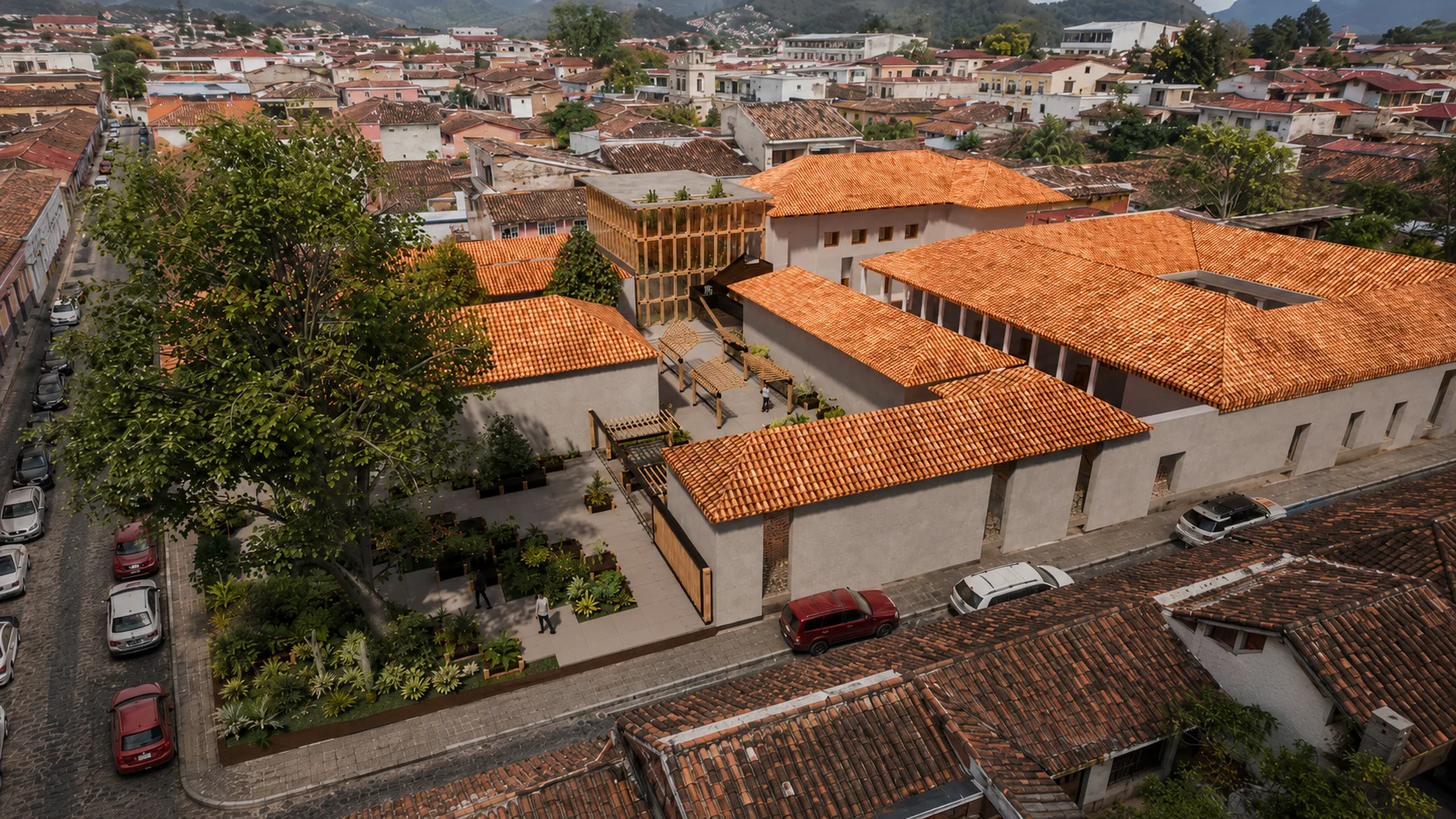 Vista aérea del conjunto — La Enseñanza, Casa de la Ciudad