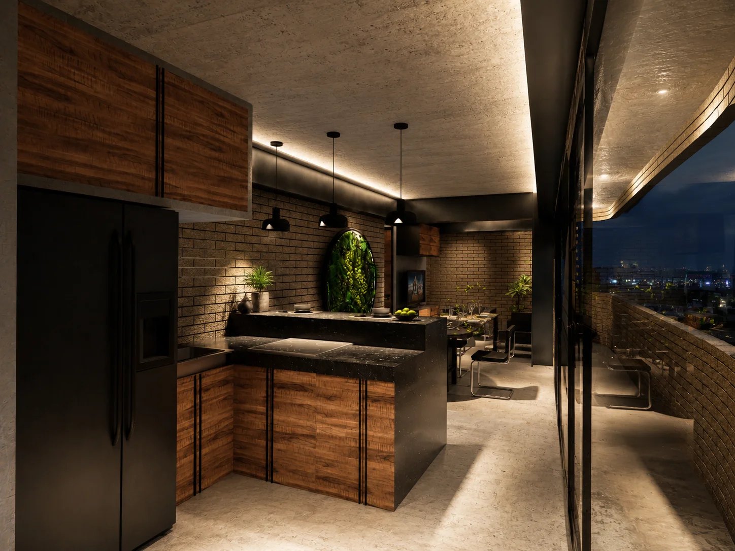 Tipología B · cocina y sala abierta