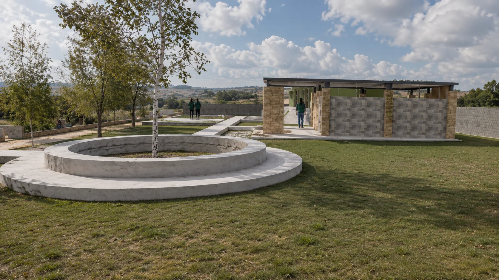 Plaza circular · huerto elevado